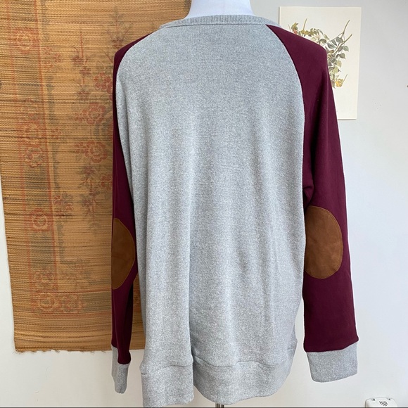 J. Peterman Suede Elbow Patch Rugby Raglan Sweatshirt - Picture 6 of 14